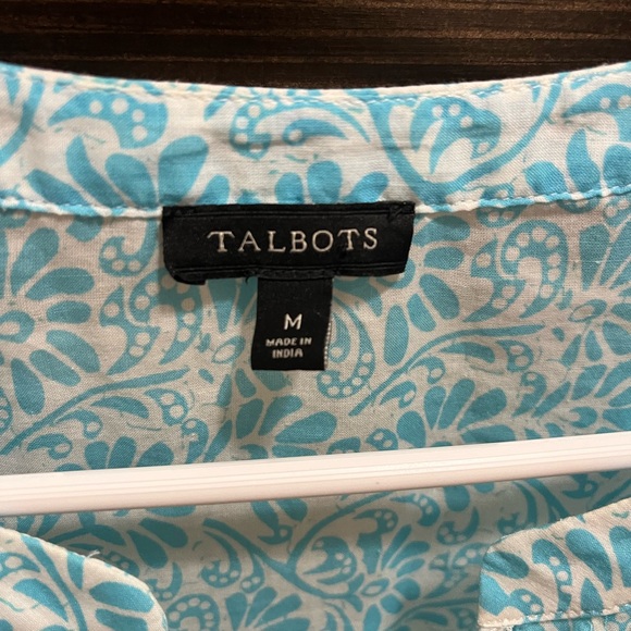 Talbots Blue Puff Sleeve V-Neck Women's Top Size M - Picture 4 of 7